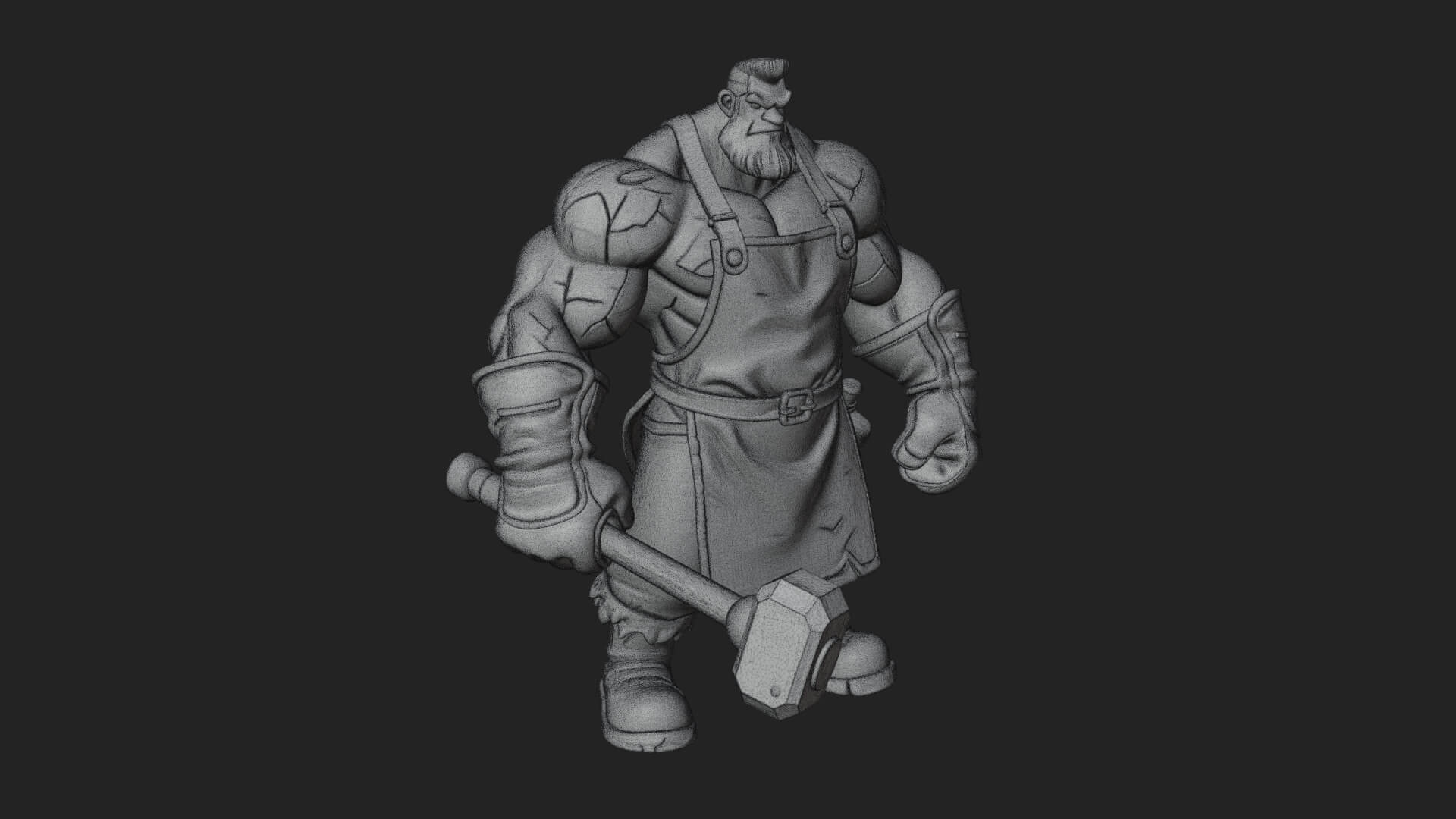 Orc Blacksmith Statue Design 3 3D Print Model 3D Model