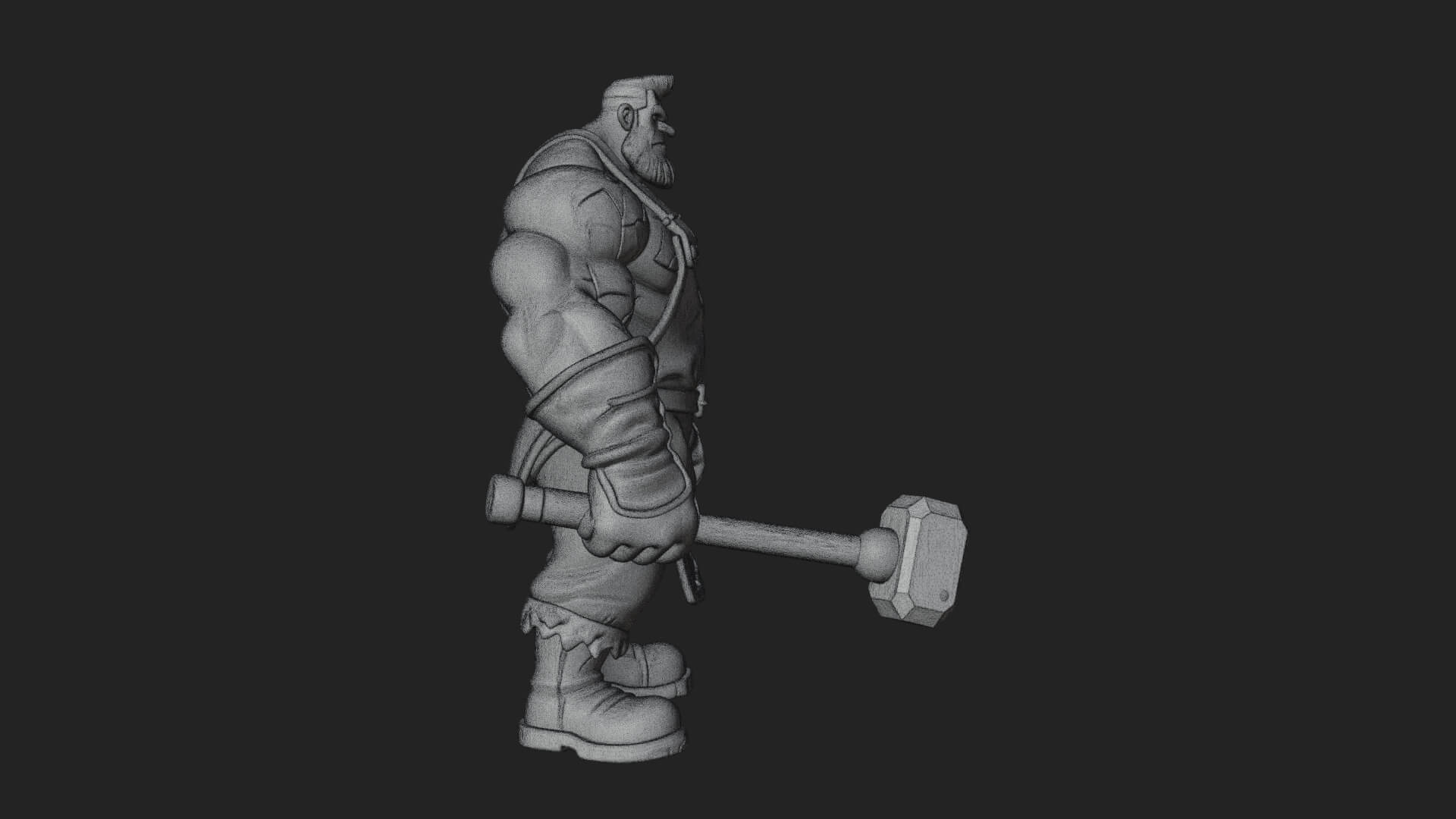Orc Blacksmith Statue Design 3 3D Print Model 3D Model