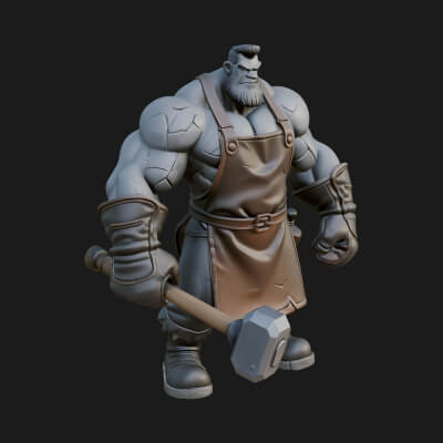 Orc Blacksmith Statue Design 3 3D Print Model