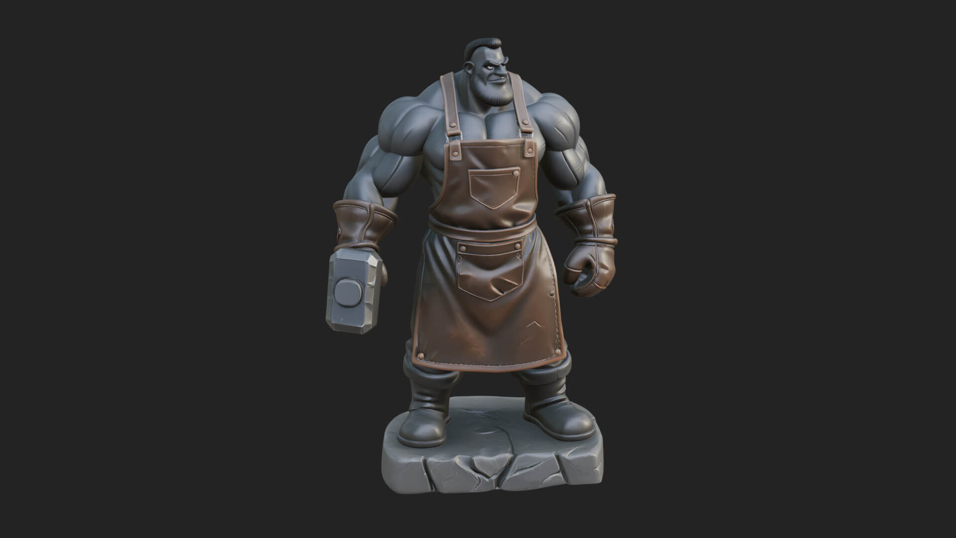Orc Blacksmith Statue Design 4 3D Print Model 3D Model