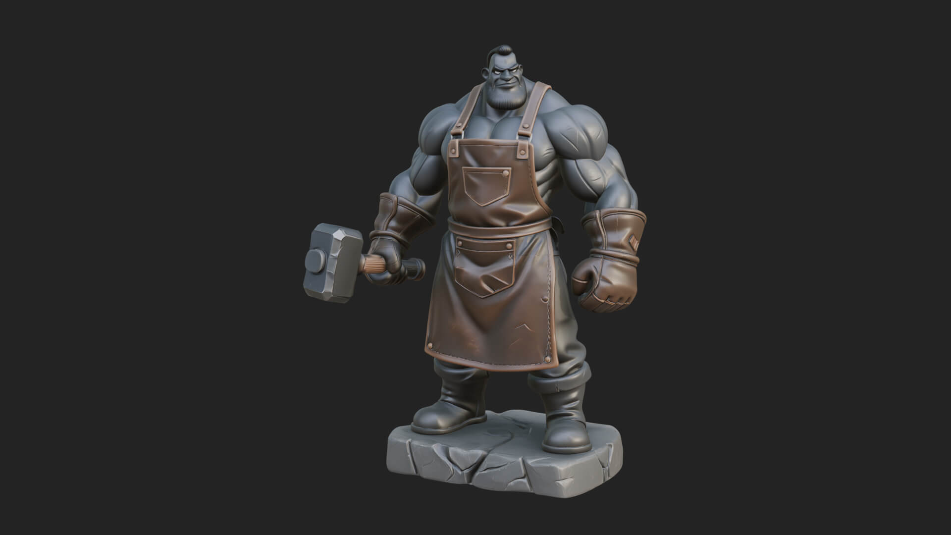 Orc Blacksmith Statue Design 4 3D Print Model 3D Model
