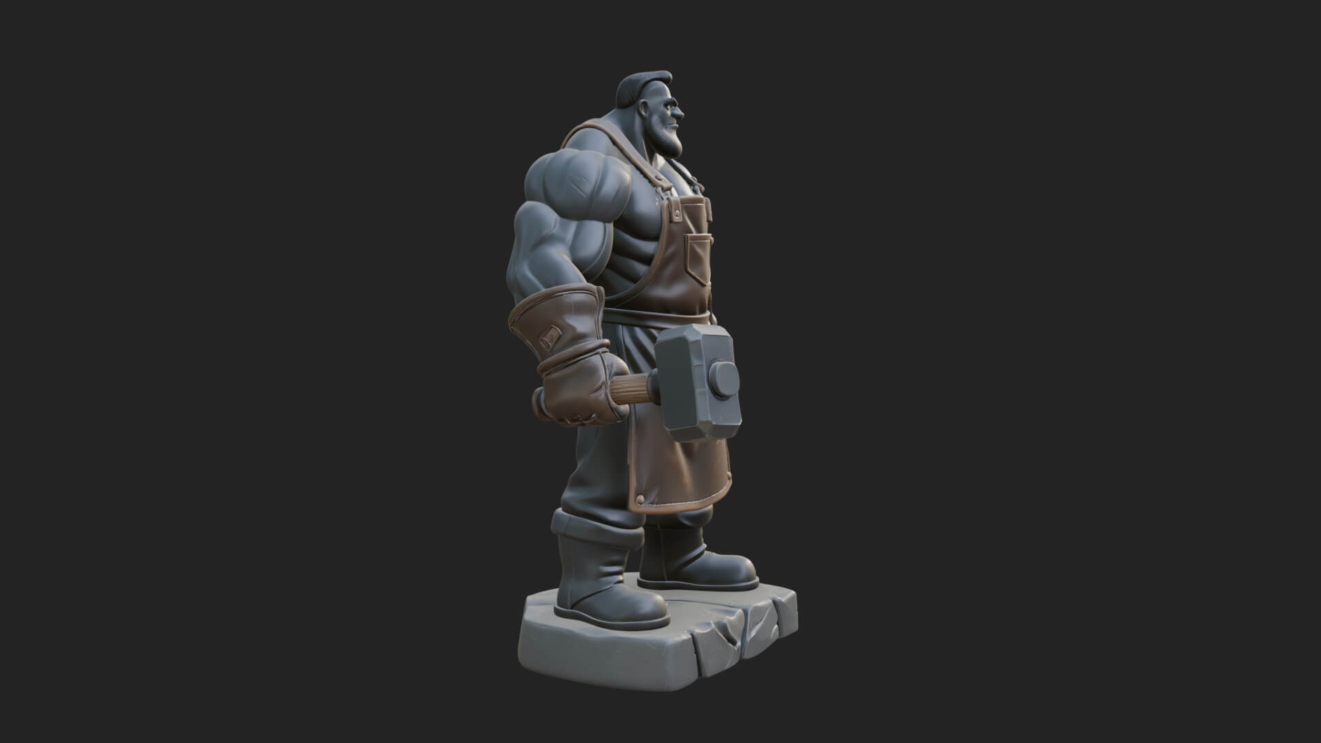 Orc Blacksmith Statue Design 4 3D Print Model 3D Model
