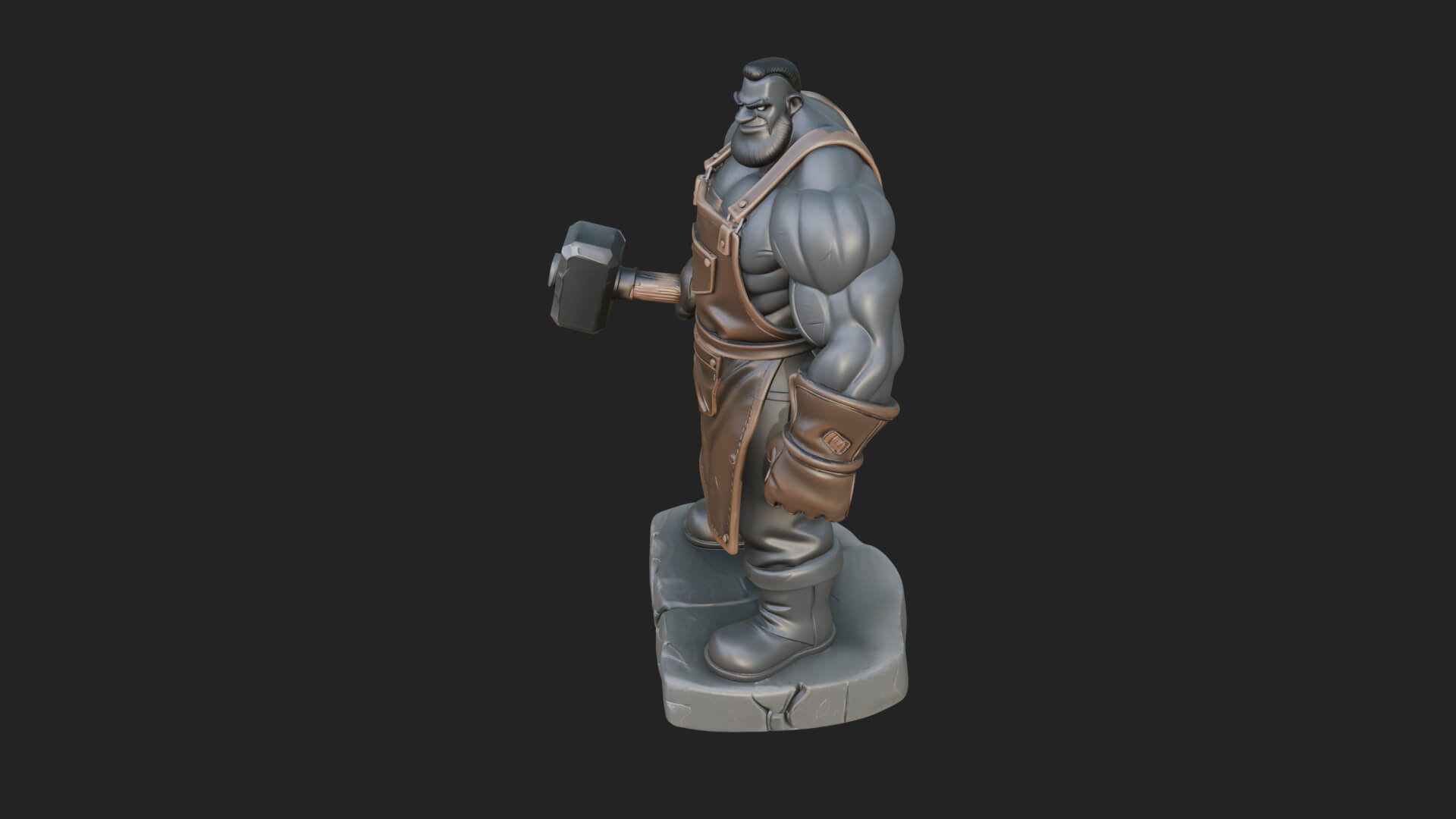 Orc Blacksmith Statue Design 4 3D Print Model 3D Model