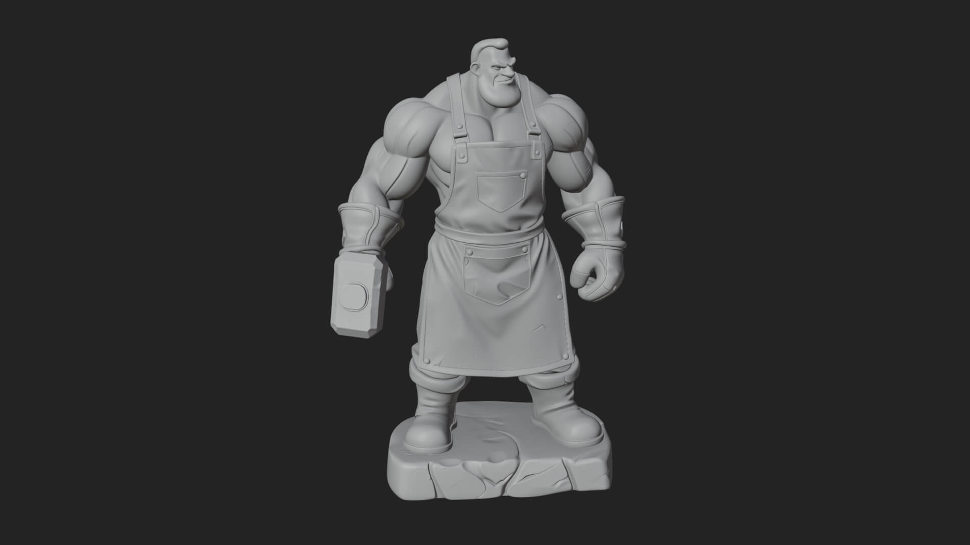 Orc Blacksmith Statue Design 4 3D Print Model 3D Model