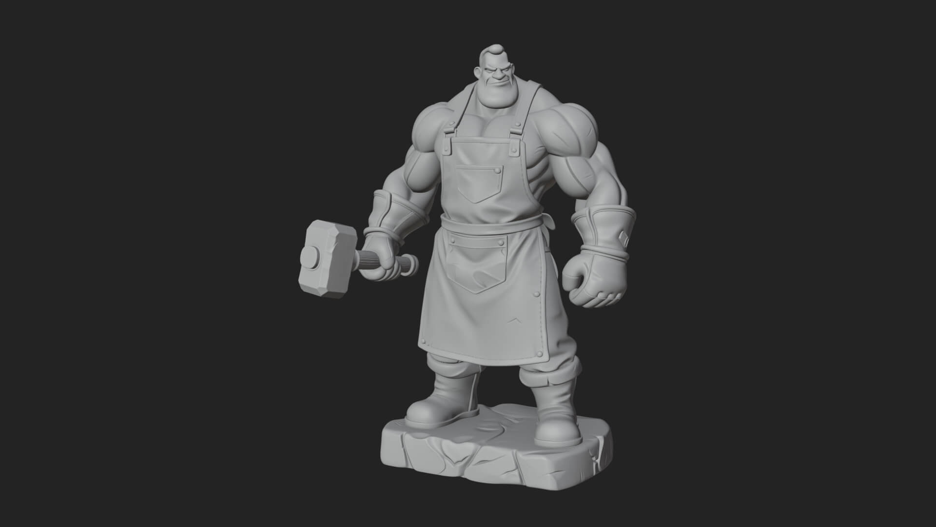 Orc Blacksmith Statue Design 4 3D Print Model 3D Model