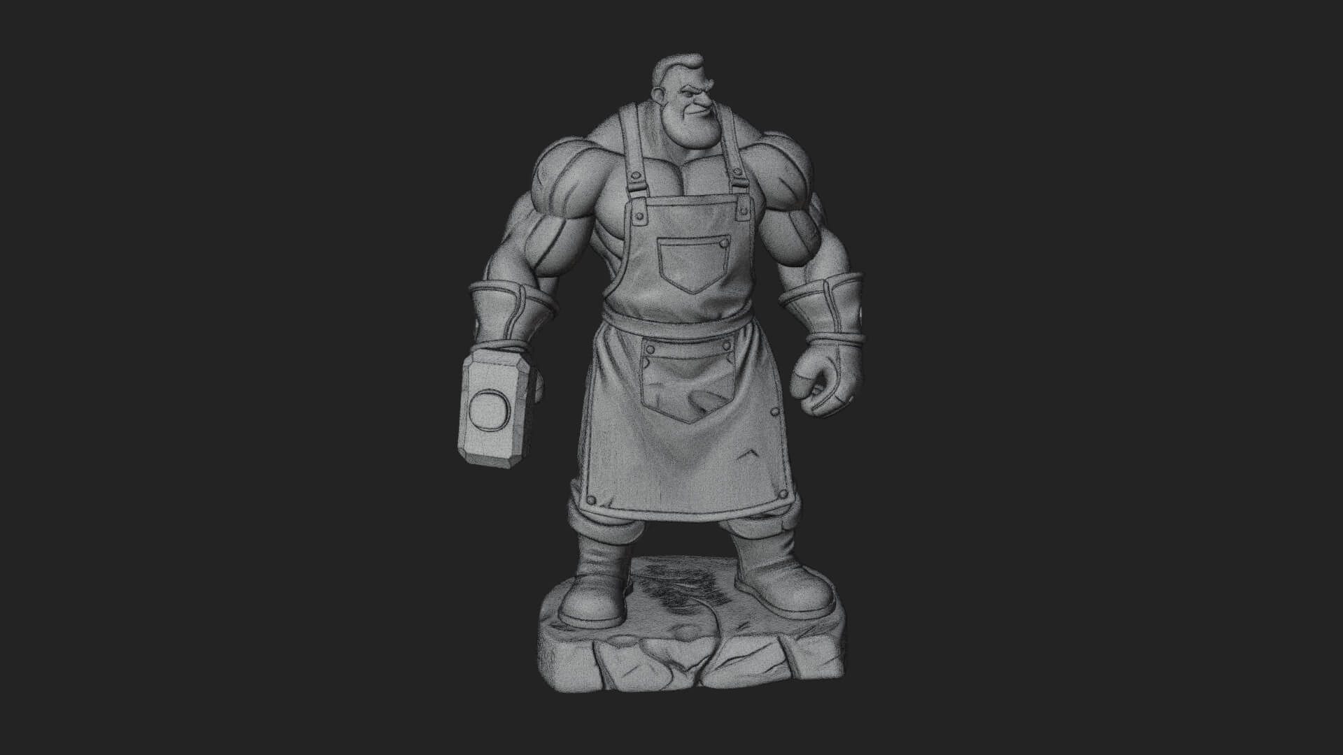 Orc Blacksmith Statue Design 4 3D Print Model 3D Model