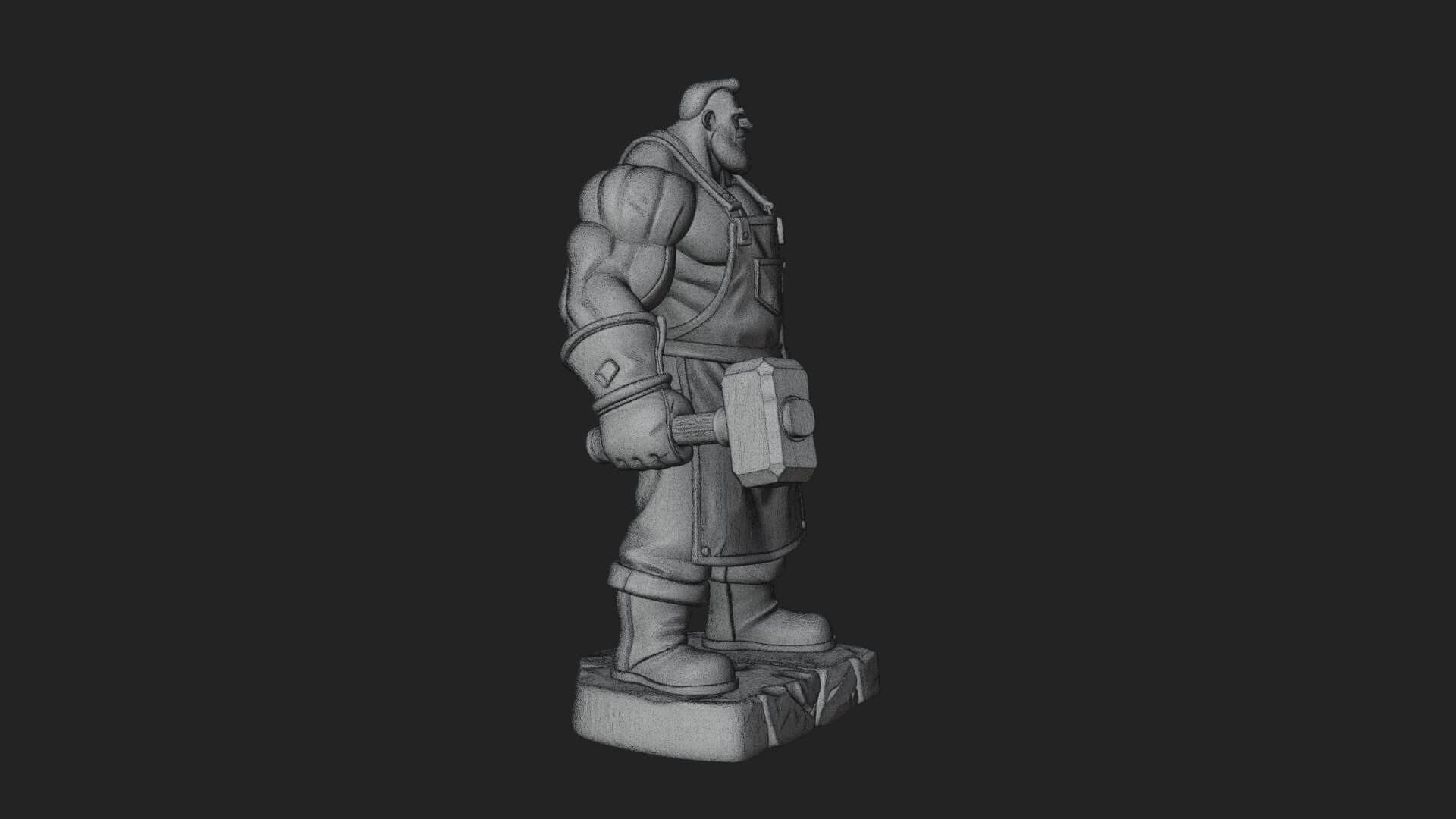 Orc Blacksmith Statue Design 4 3D Print Model 3D Model