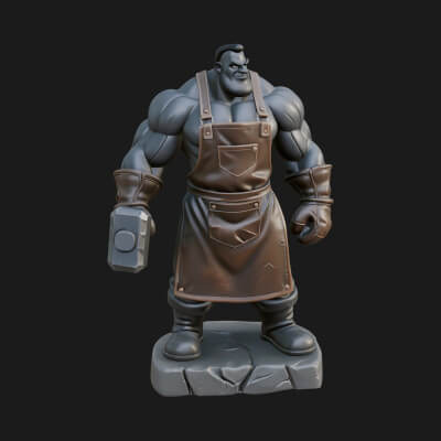 Orc Blacksmith Statue Design 4 3D Print Model