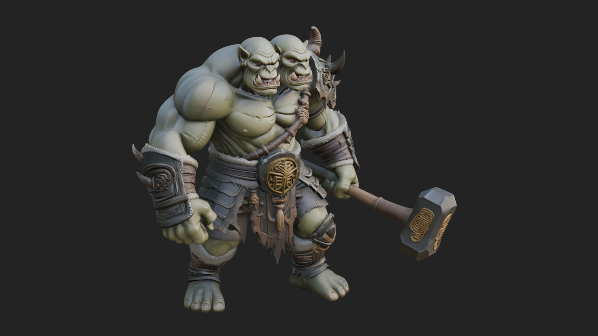 Orc Warrior Statue Design 1 3D Print Model 3D Model