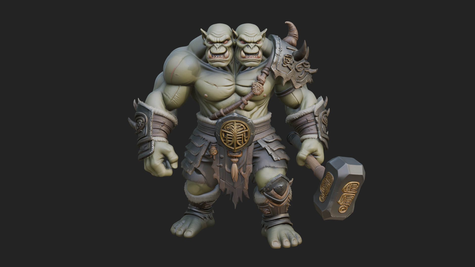 Orc Warrior Statue Design 1 3D Print Model 3D Model