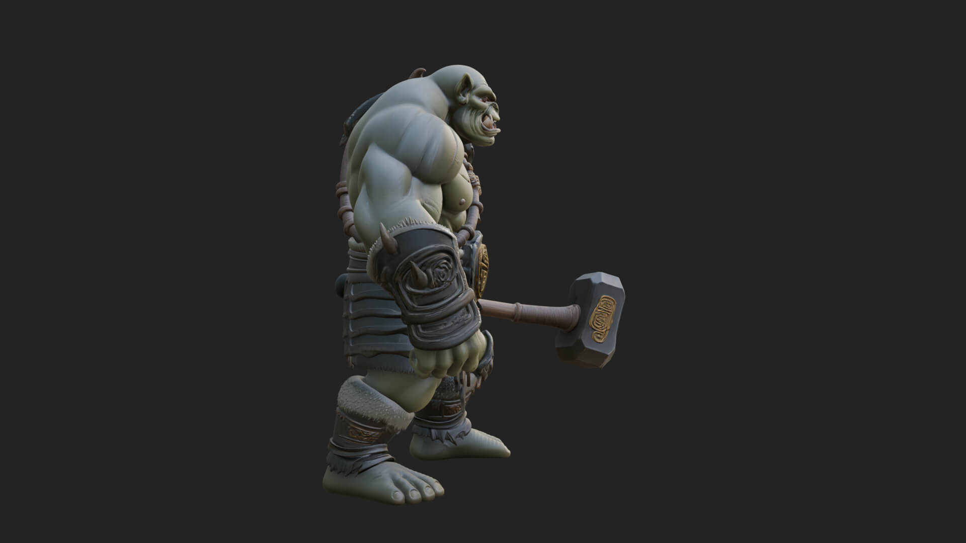 Orc Warrior Statue Design 1 3D Print Model 3D Model
