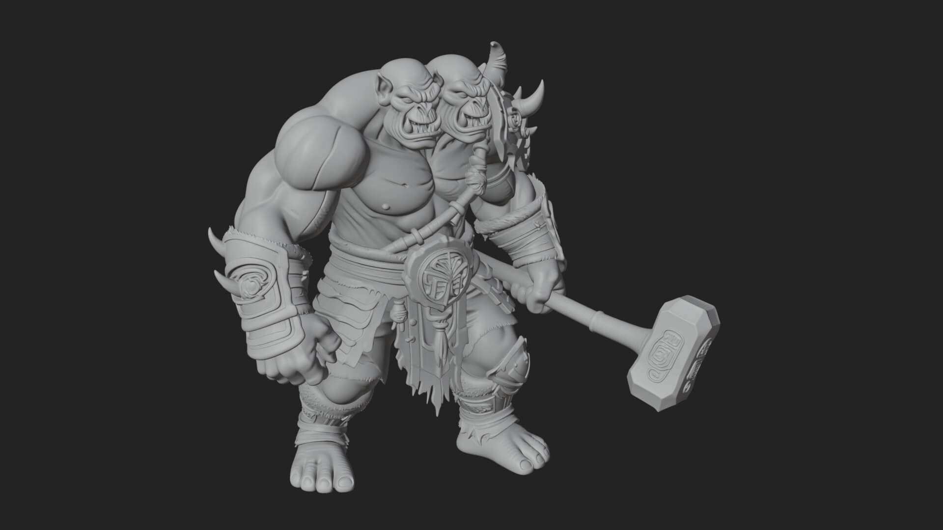 Orc Warrior Statue Design 1 3D Print Model 3D Model