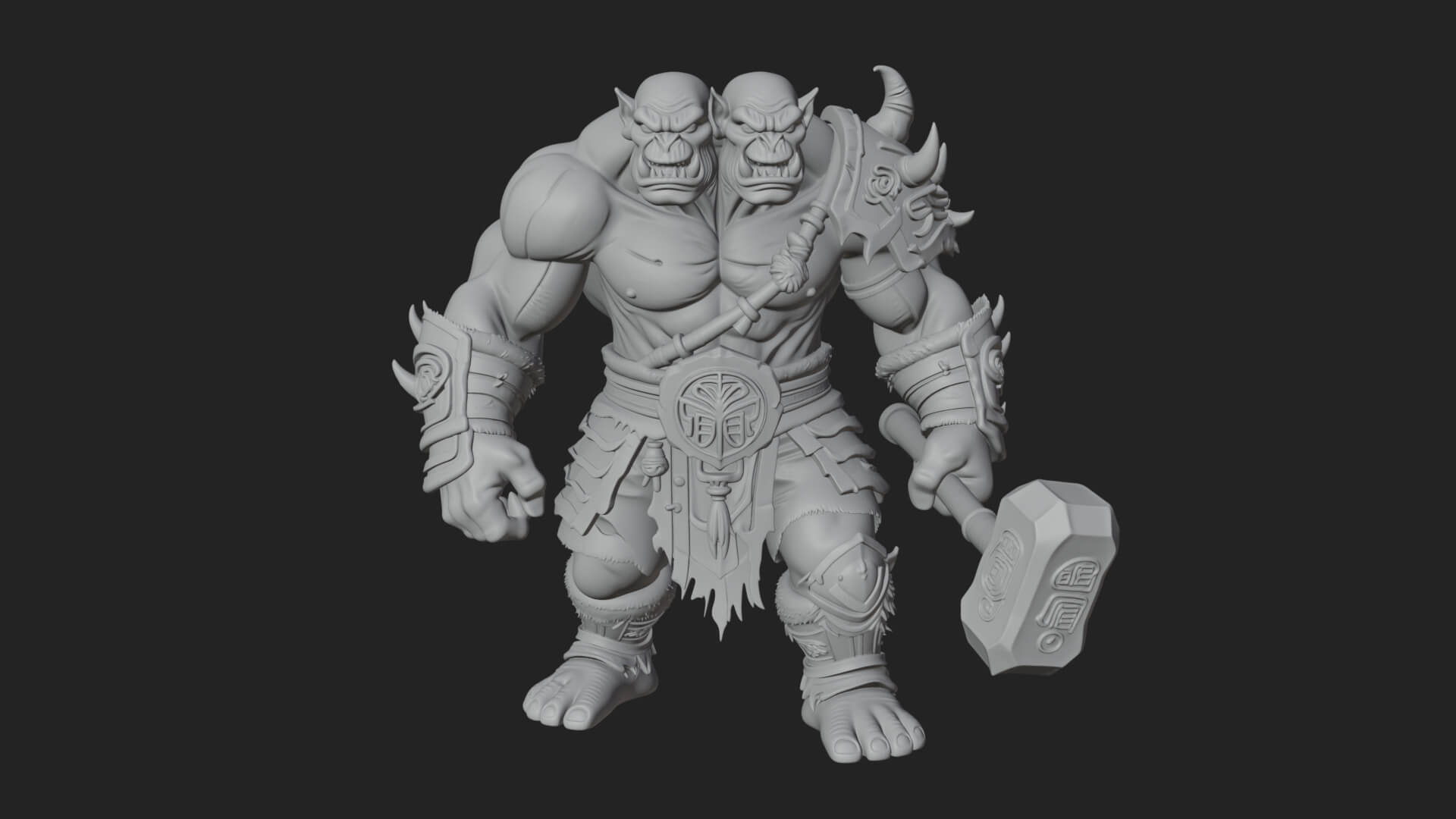 Orc Warrior Statue Design 1 3D Print Model 3D Model