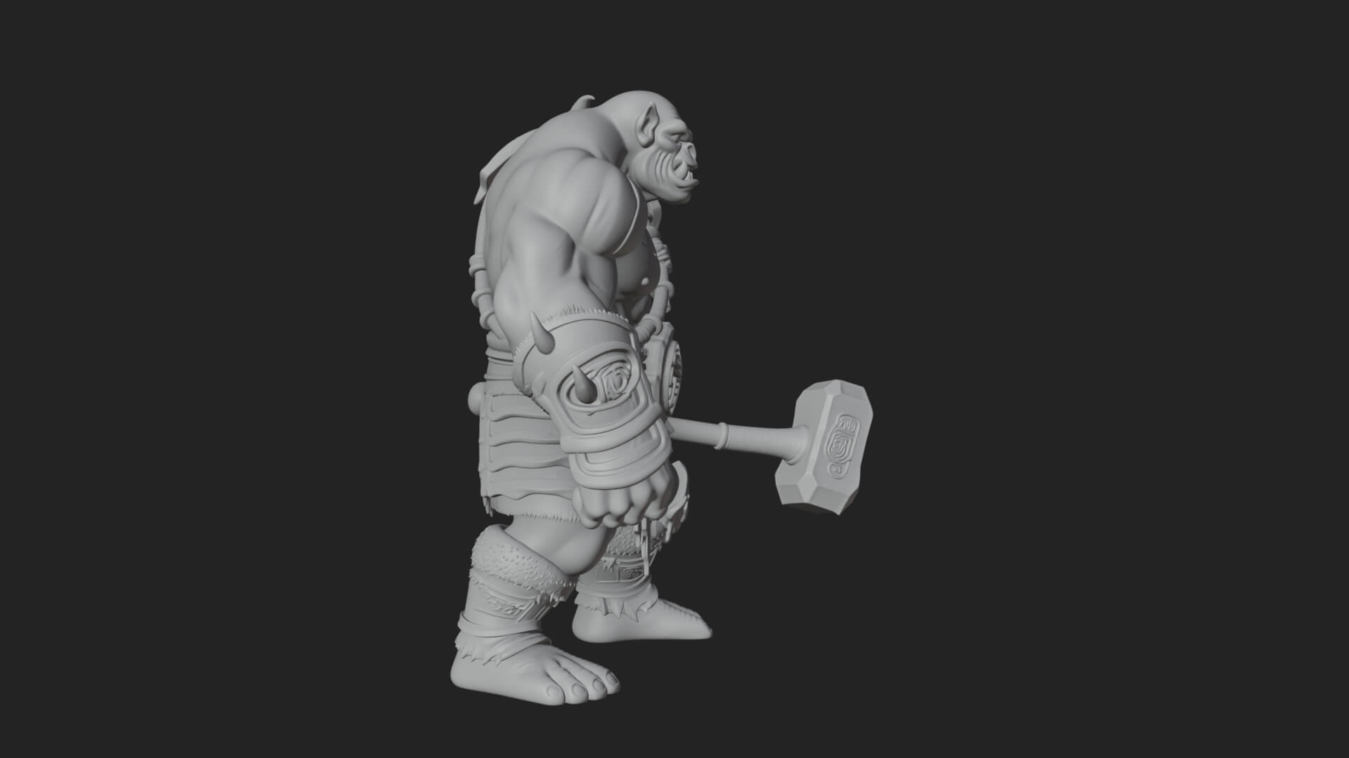 Orc Warrior Statue Design 1 3D Print Model 3D Model