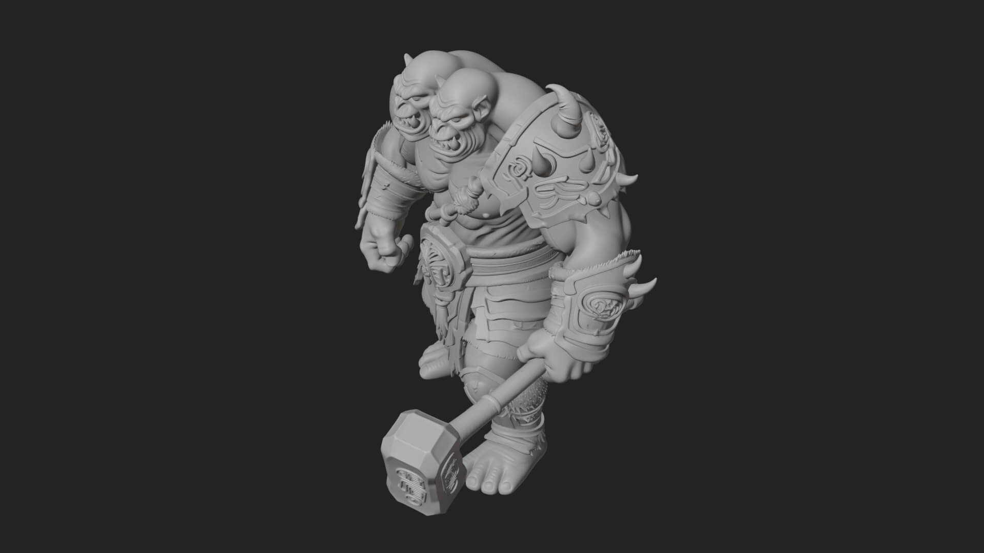 Orc Warrior Statue Design 1 3D Print Model 3D Model