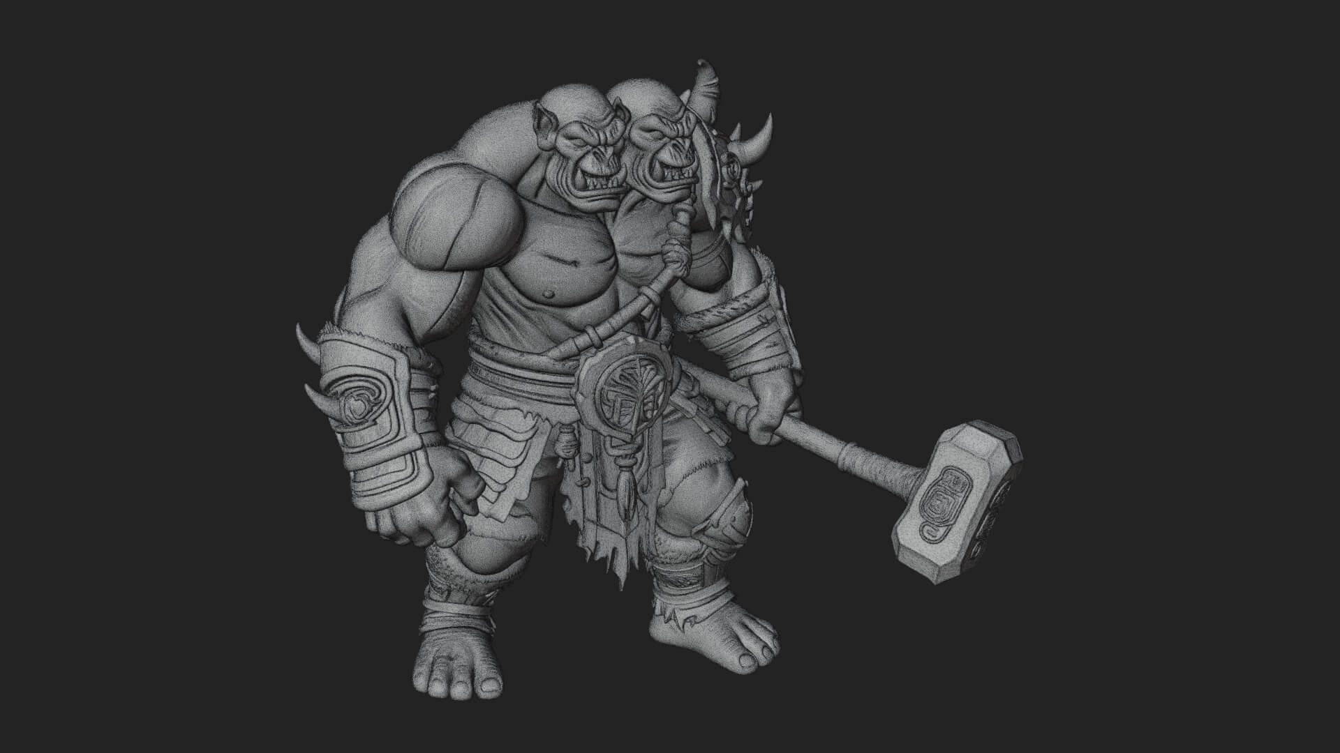 Orc Warrior Statue Design 1 3D Print Model 3D Model