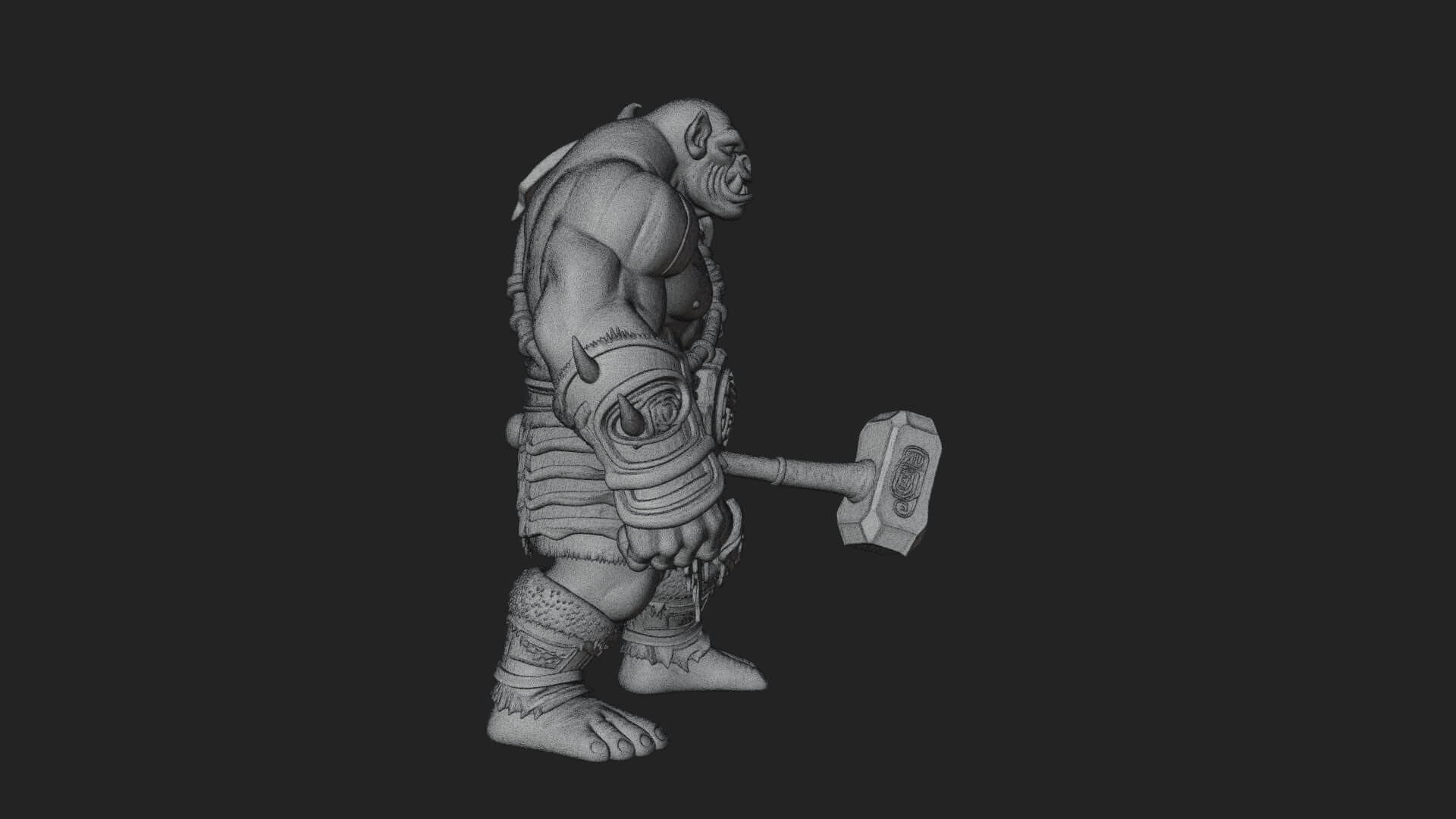 Orc Warrior Statue Design 1 3D Print Model 3D Model