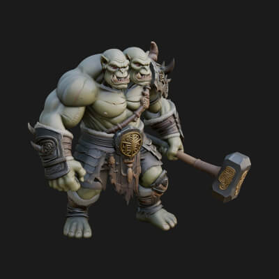 Orc Warrior Statue Design 1 3D Print Model