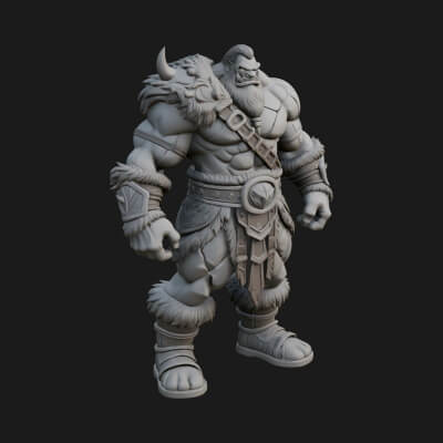 Orc Warrior Statue Design 2 3D Print Model