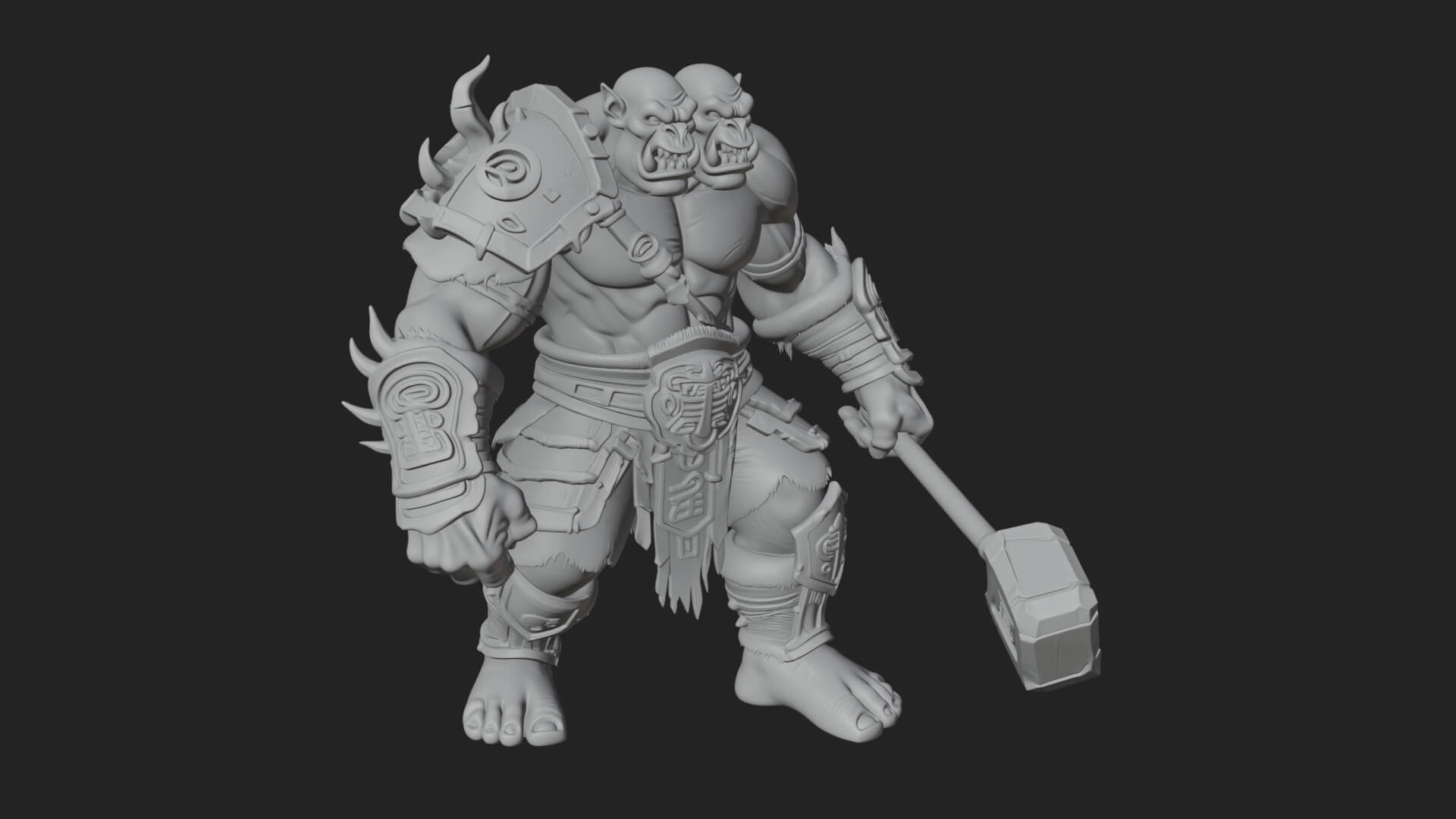 Orc Warrior Statue Design 3 3D Print Model 3D Model