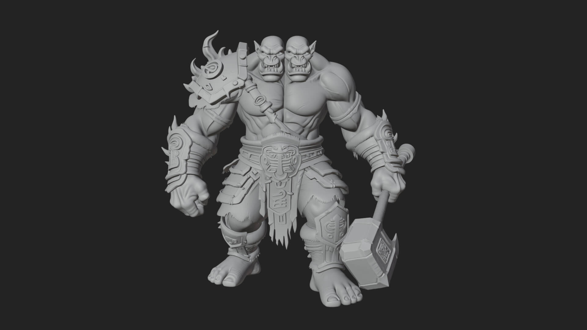 Orc Warrior Statue Design 3 3D Print Model 3D Model