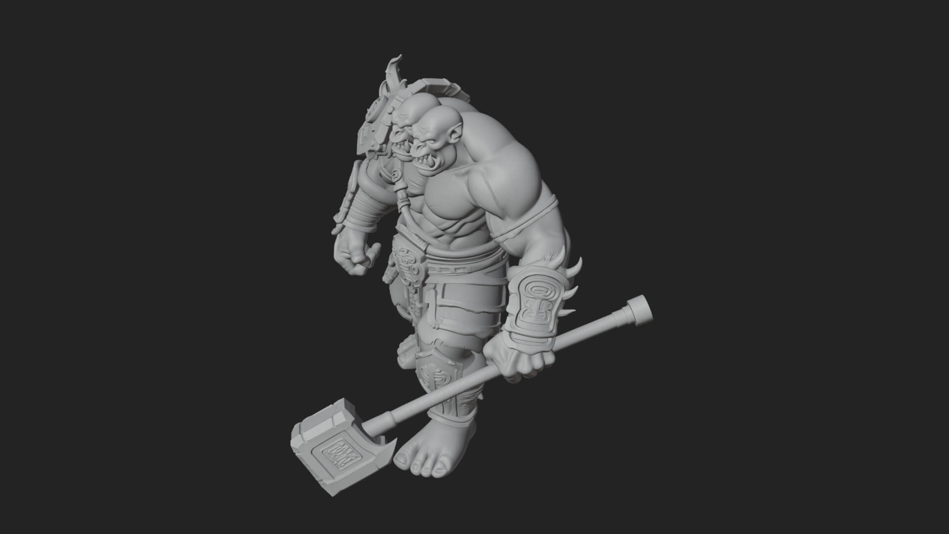 Orc Warrior Statue Design 3 3D Print Model 3D Model