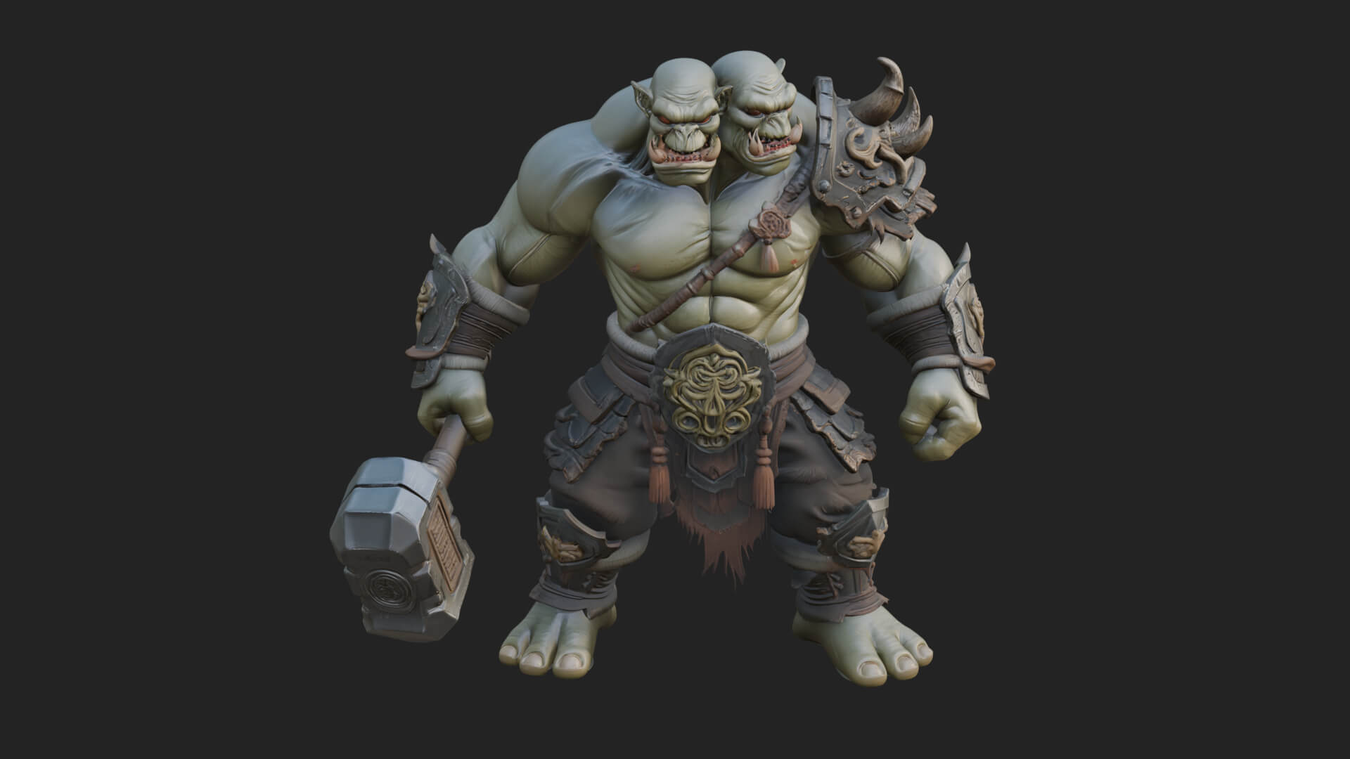Orc Warrior Statue Design 4 3D Print Model 3D Model