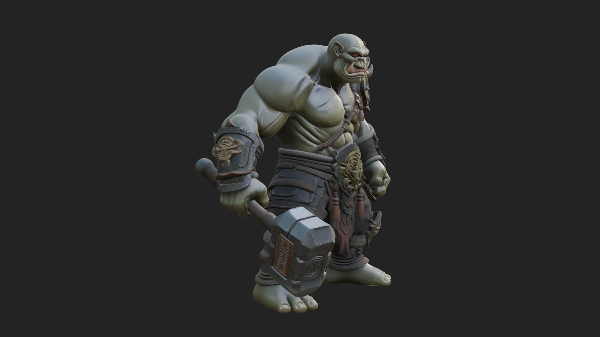 Orc Warrior Statue Design 4 3D Print Model 3D Model