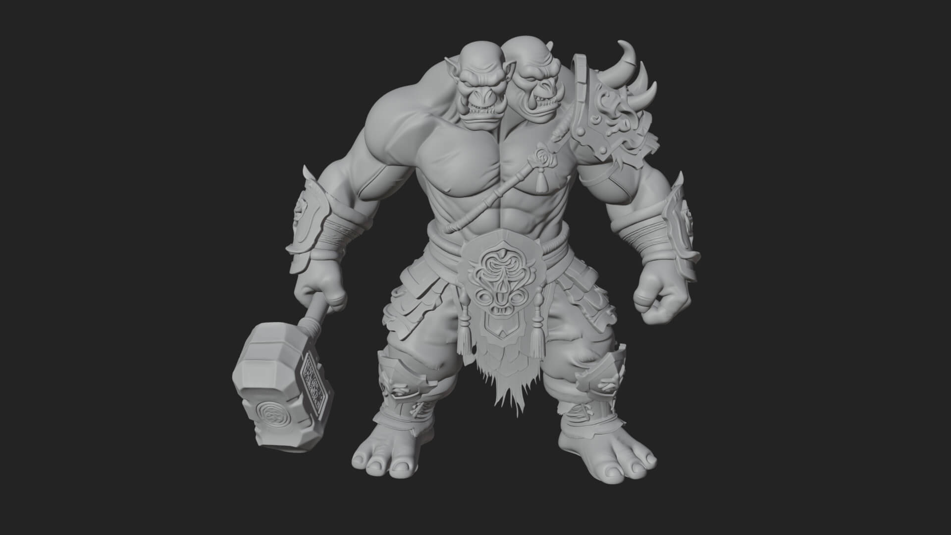 Orc Warrior Statue Design 4 3D Print Model 3D Model