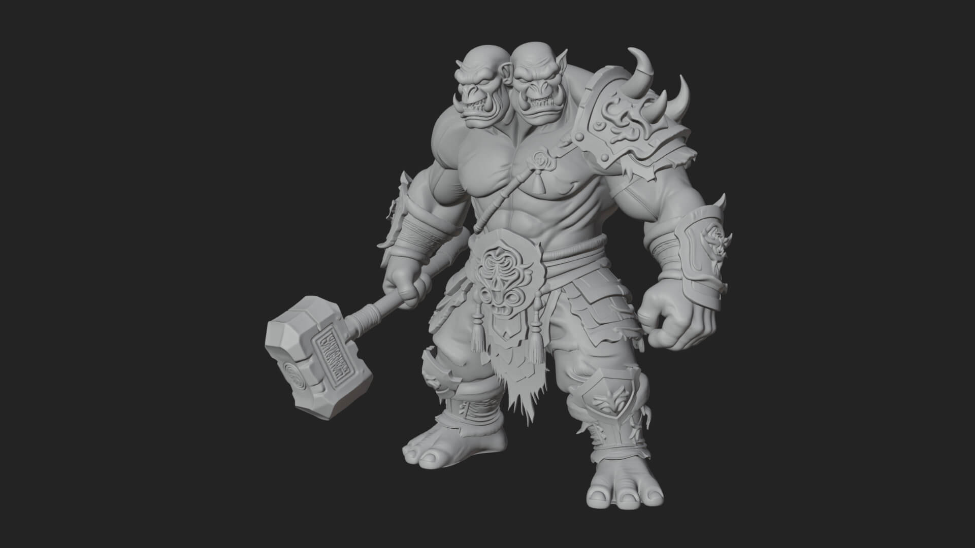 Orc Warrior Statue Design 4 3D Print Model 3D Model