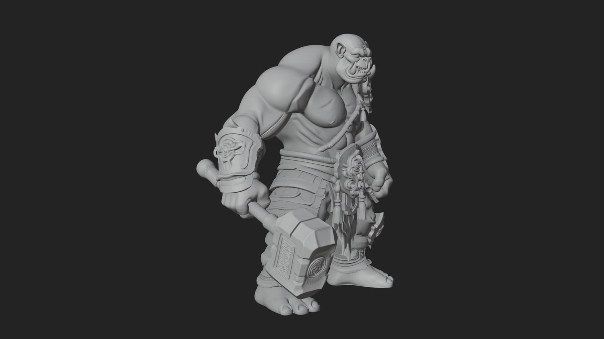 Orc Warrior Statue Design 4 3D Print Model 3D Model