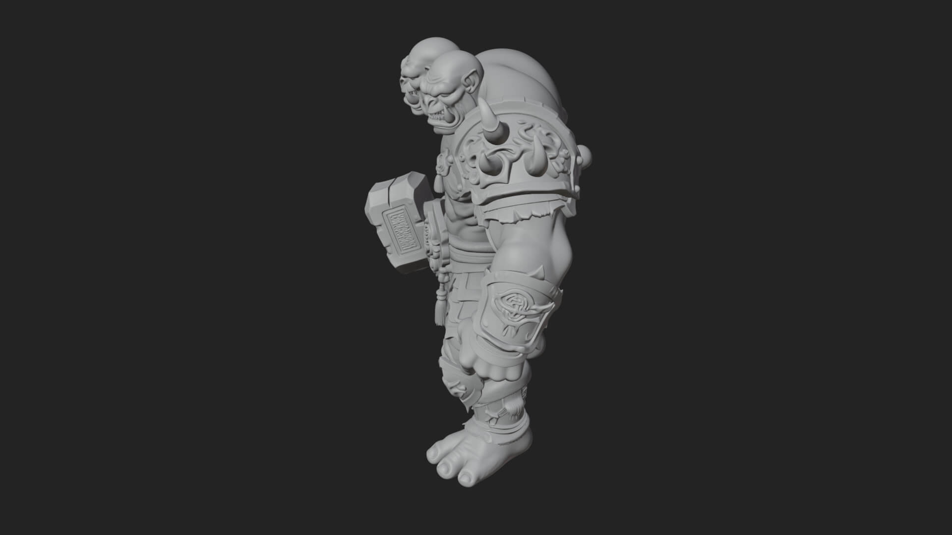 Orc Warrior Statue Design 4 3D Print Model 3D Model