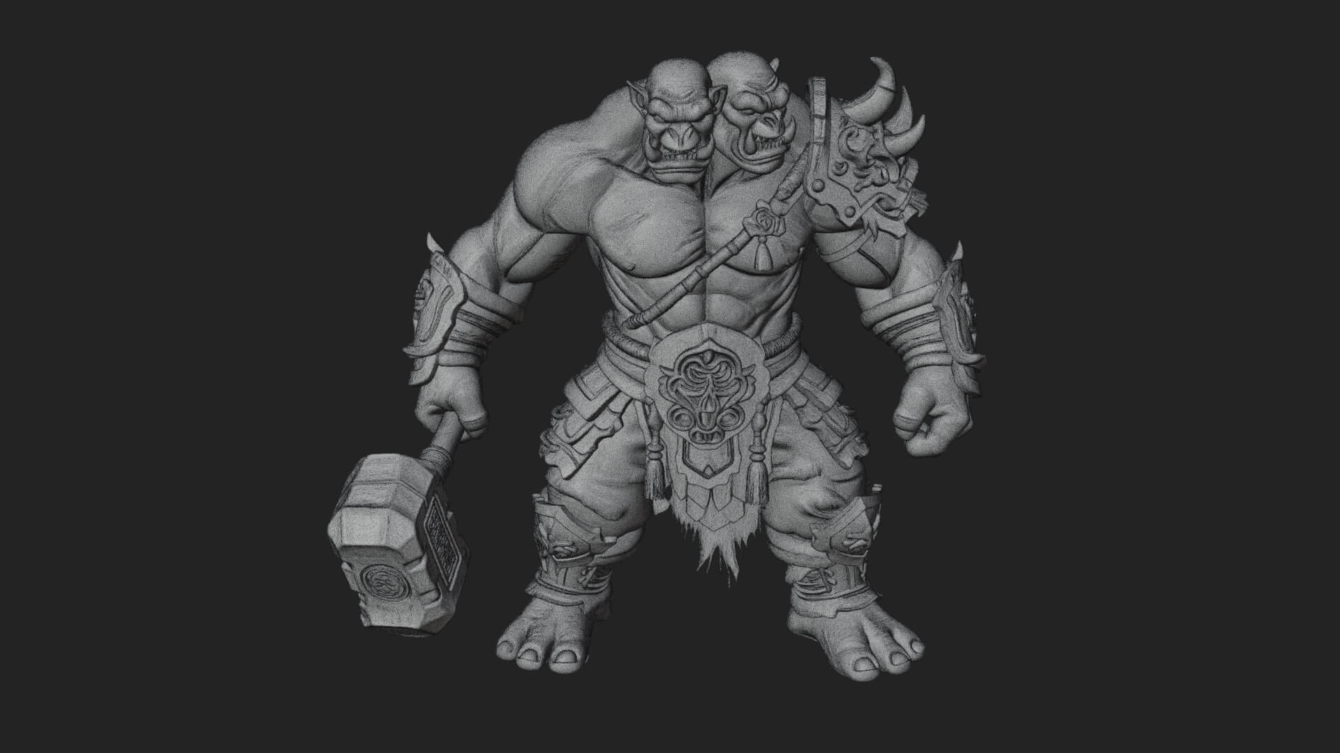 Orc Warrior Statue Design 4 3D Print Model 3D Model
