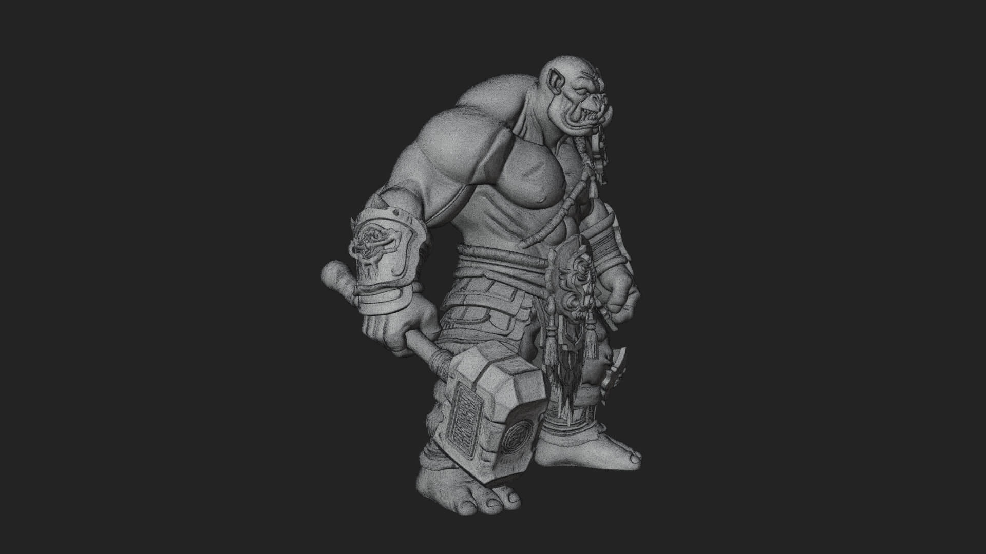 Orc Warrior Statue Design 4 3D Print Model 3D Model