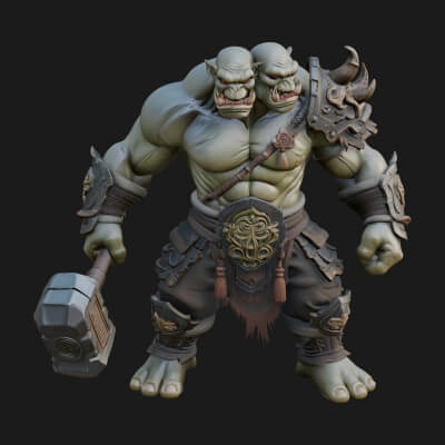 Orc Warrior Statue Design 4 3D Print Model