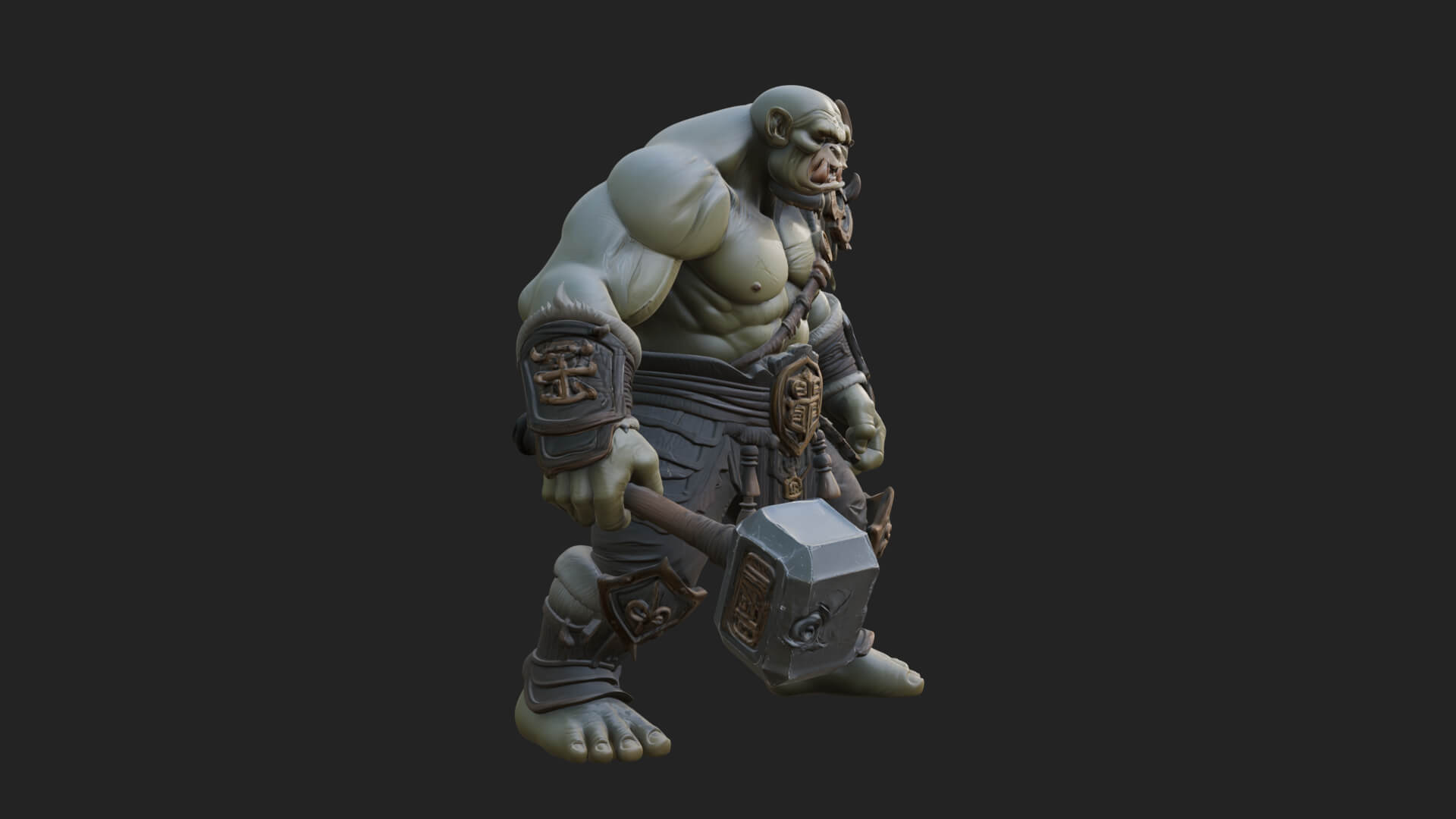 Orc Warrior Statue Design 5 3D Print Model 3D Model