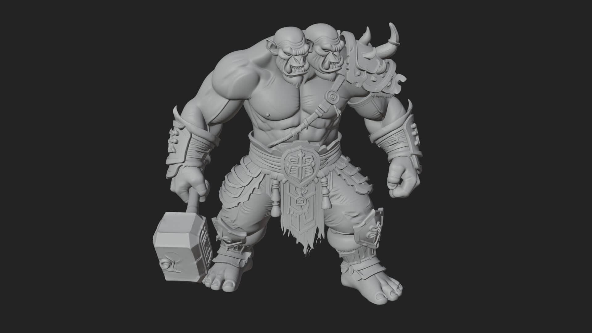 Orc Warrior Statue Design 5 3D Print Model 3D Model