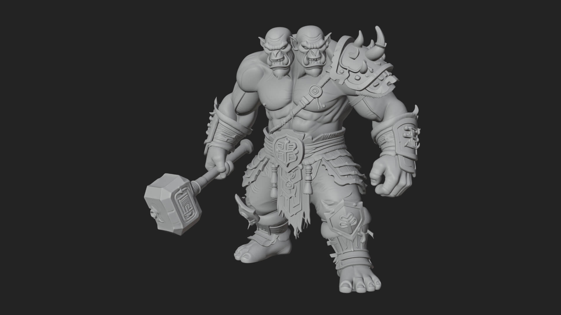 Orc Warrior Statue Design 5 3D Print Model 3D Model