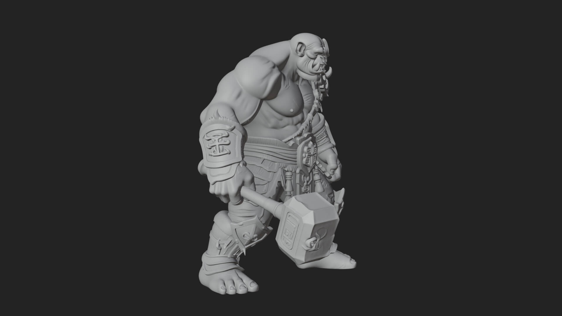 Orc Warrior Statue Design 5 3D Print Model 3D Model
