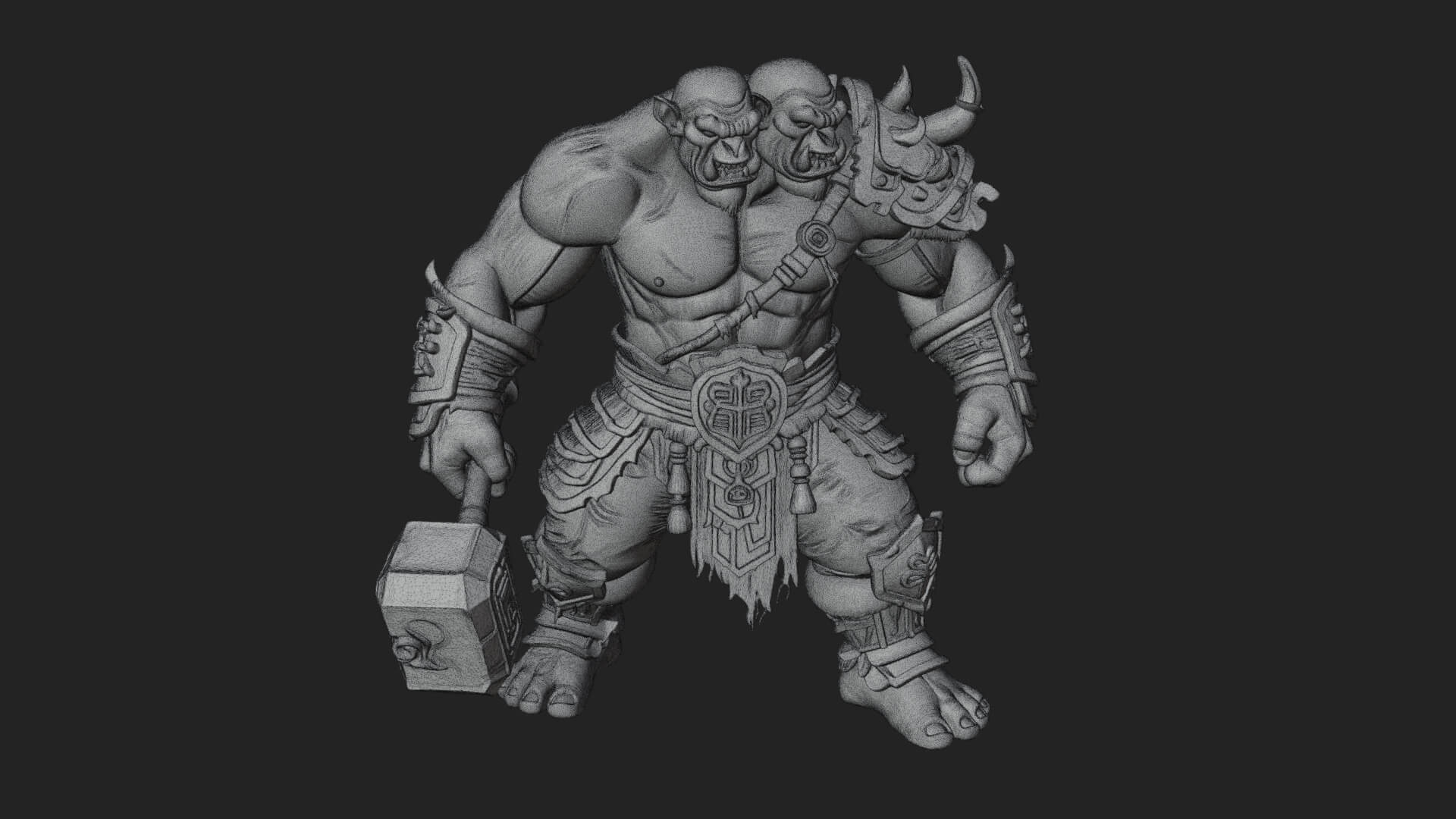 Orc Warrior Statue Design 5 3D Print Model 3D Model