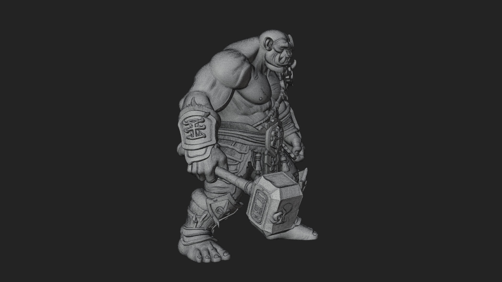 Orc Warrior Statue Design 5 3D Print Model 3D Model