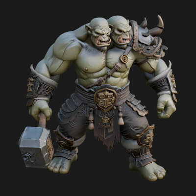 Orc Warrior Statue Design 5 3D Print Model