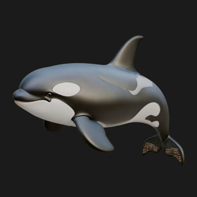 Orca Whale Statue Design 2 3D Print Model