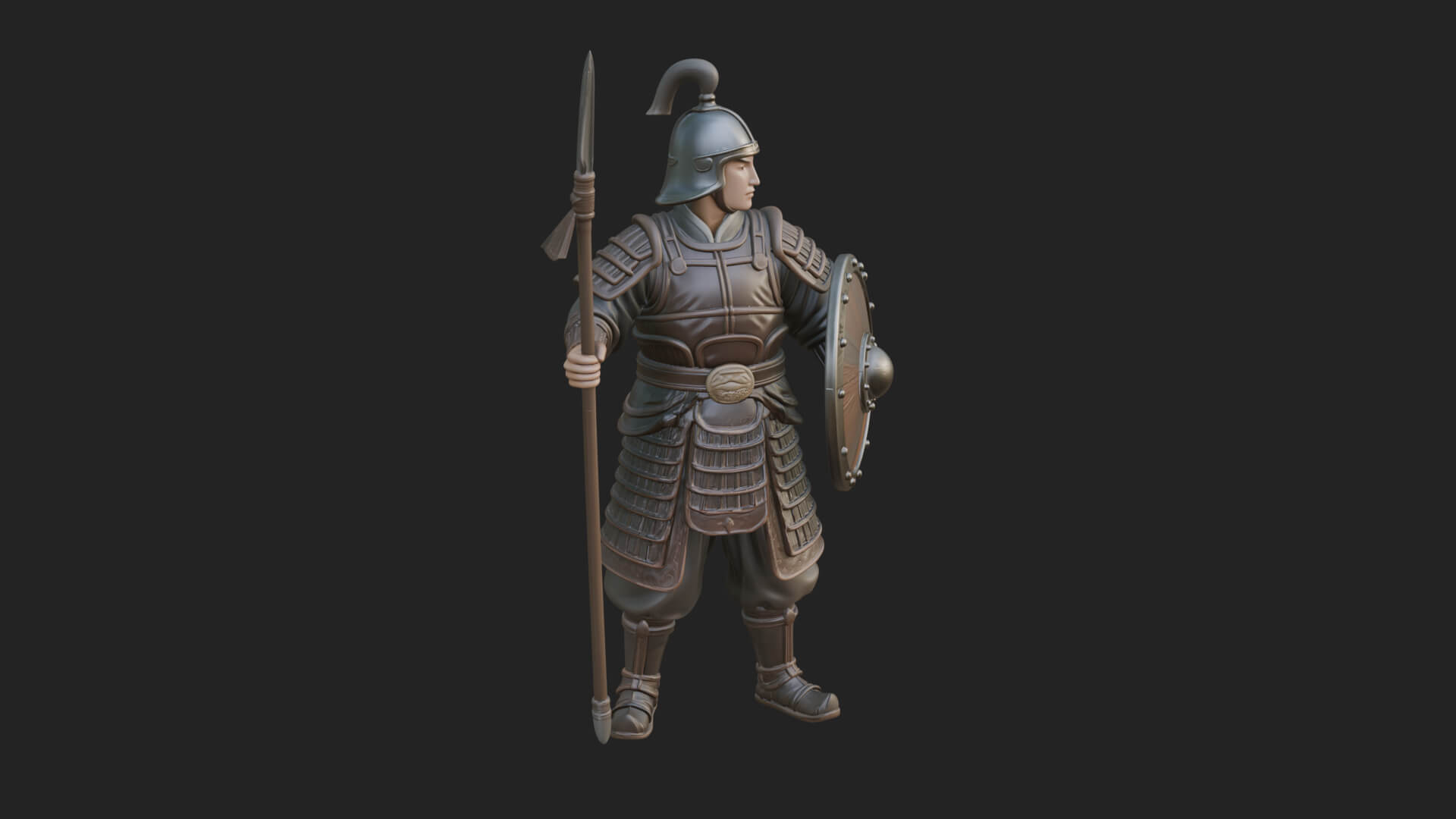 Oriental Armored Guard Statue Design 1 3D Print Model 3D Model