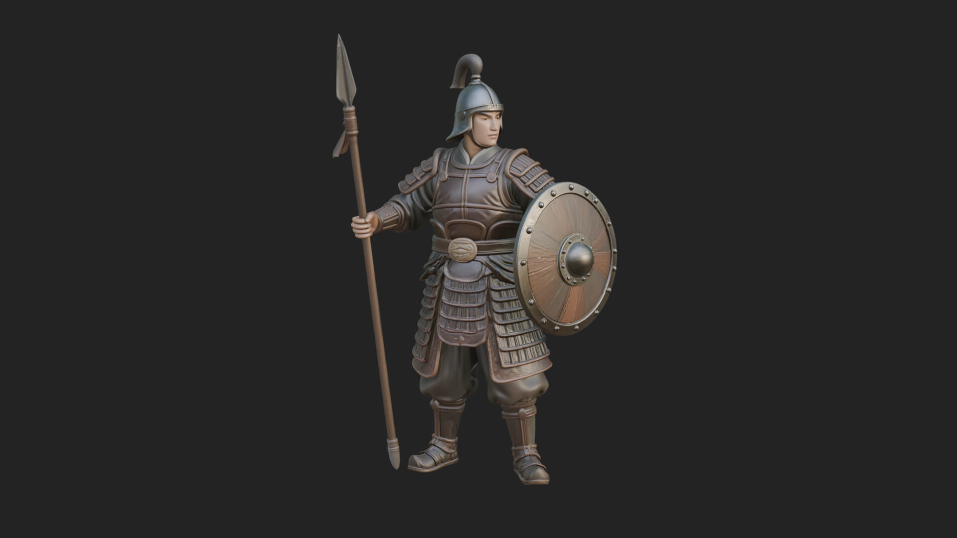 Oriental Armored Guard Statue Design 1 3D Print Model 3D Model