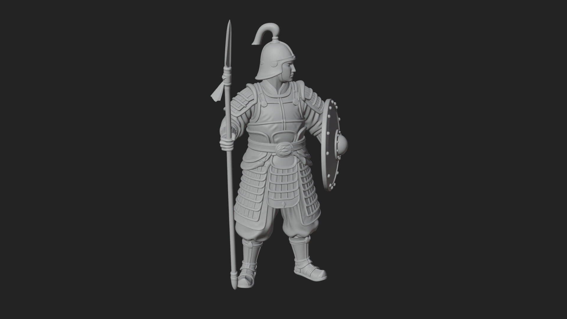 Oriental Armored Guard Statue Design 1 3D Print Model 3D Model