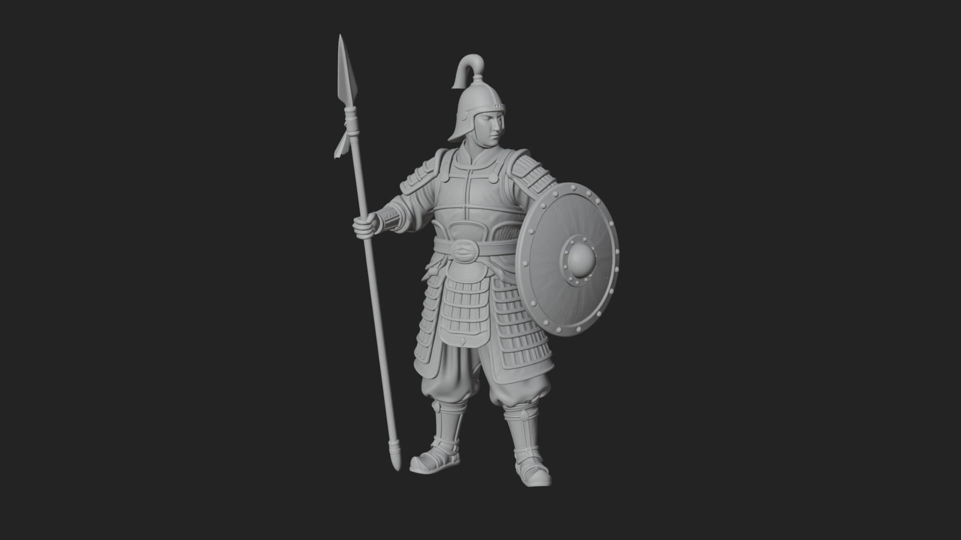 Oriental Armored Guard Statue Design 1 3D Print Model 3D Model