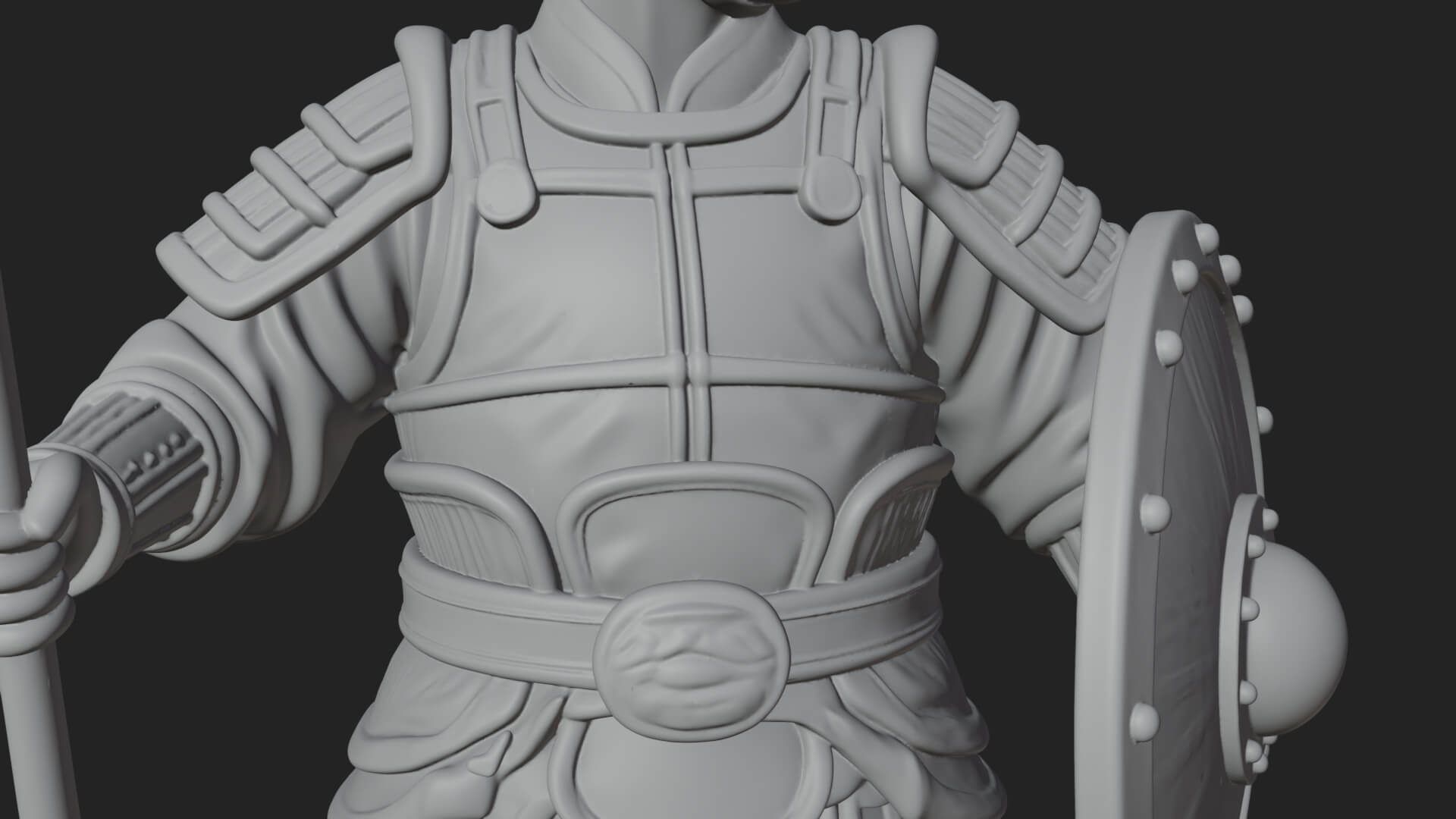 Oriental Armored Guard Statue Design 1 3D Print Model 3D Model