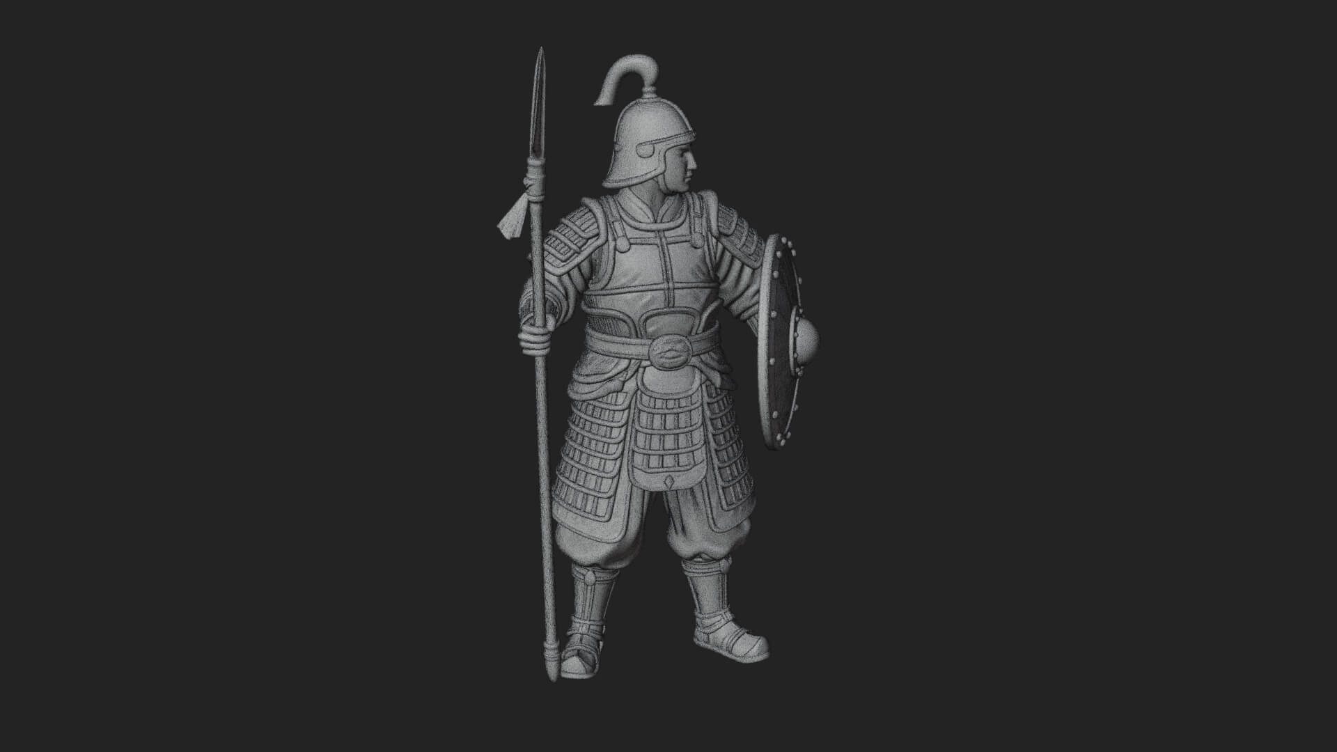Oriental Armored Guard Statue Design 1 3D Print Model 3D Model