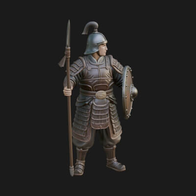 Oriental Armored Guard Statue Design 1 3D Print Model